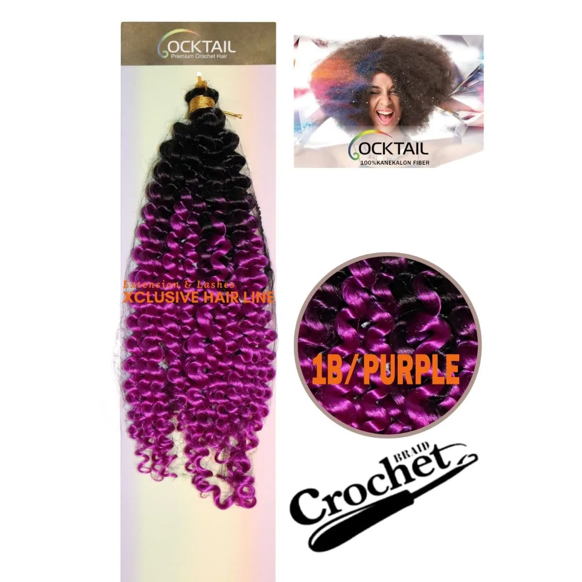 Cocktail Water Wave crochet afro  (culoarea 1B/PURPLE) - Image 1