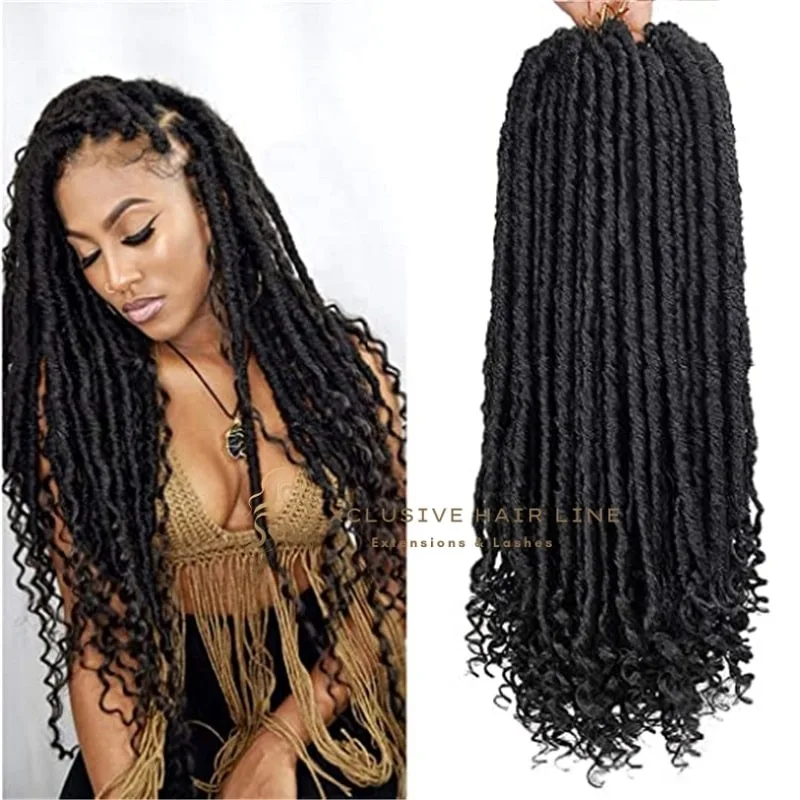 Straight goddess locs extensii dreaduri afro (culoare 1B/BUG) - Image 2