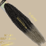 Brazilian kinky curl extensii afro(culoarea T-grey)
