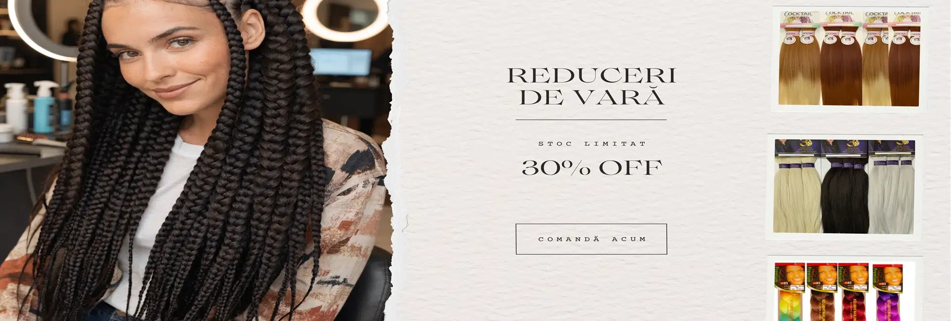Femeie cu codițe afro box braids — par de împletit premium 30% reducere Xclusive Hair Line